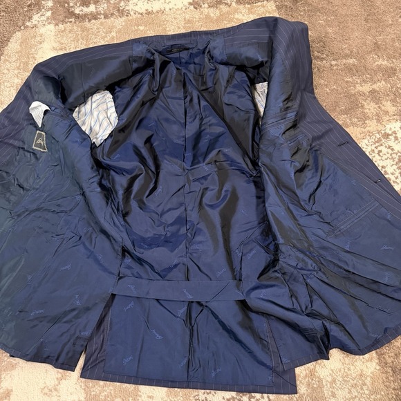 Brioni 2 Piece Suit Italy Men's Blue Pinstripe Two Button Wool 44R 36x30 Luxury - Picture 11 of 16